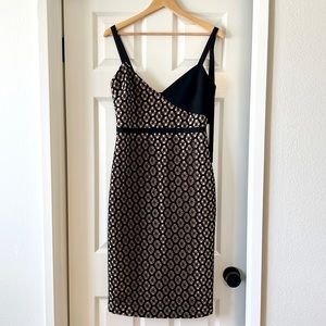 👗 CINQ A SEPT Dress - Sera Lace Sleeveless - Black and Tan - 8
